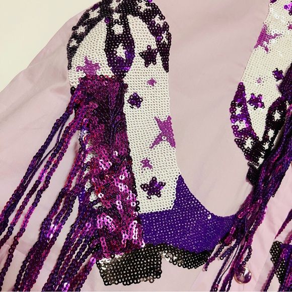 Queen of Sparkles Dress Purple Sequin Cowboy Boot Fringe XS Mini Fairy Pockets - Picture 5 of 15